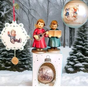 Vintage Lot Goebel Hummel Glass Christmas Ornaments & Angel Figurines